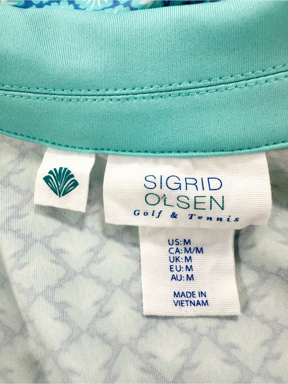 Sigrid Olsen Aqua Blue Patterned Collared Sleeveless Golf Tennis Dress, Medium - Picture 8 of 12